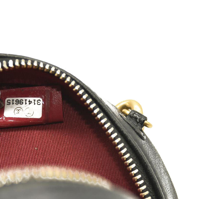 Chanel  Lambskin Quilted Chanel 19 Round Clutch With Chain Black 31*