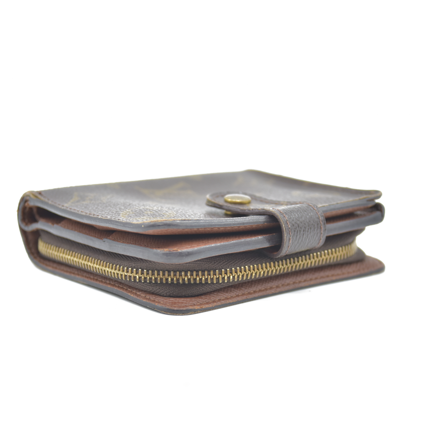 Louis Vuitton Monogram Compact Zip Bifold Wallet Brown MI1023