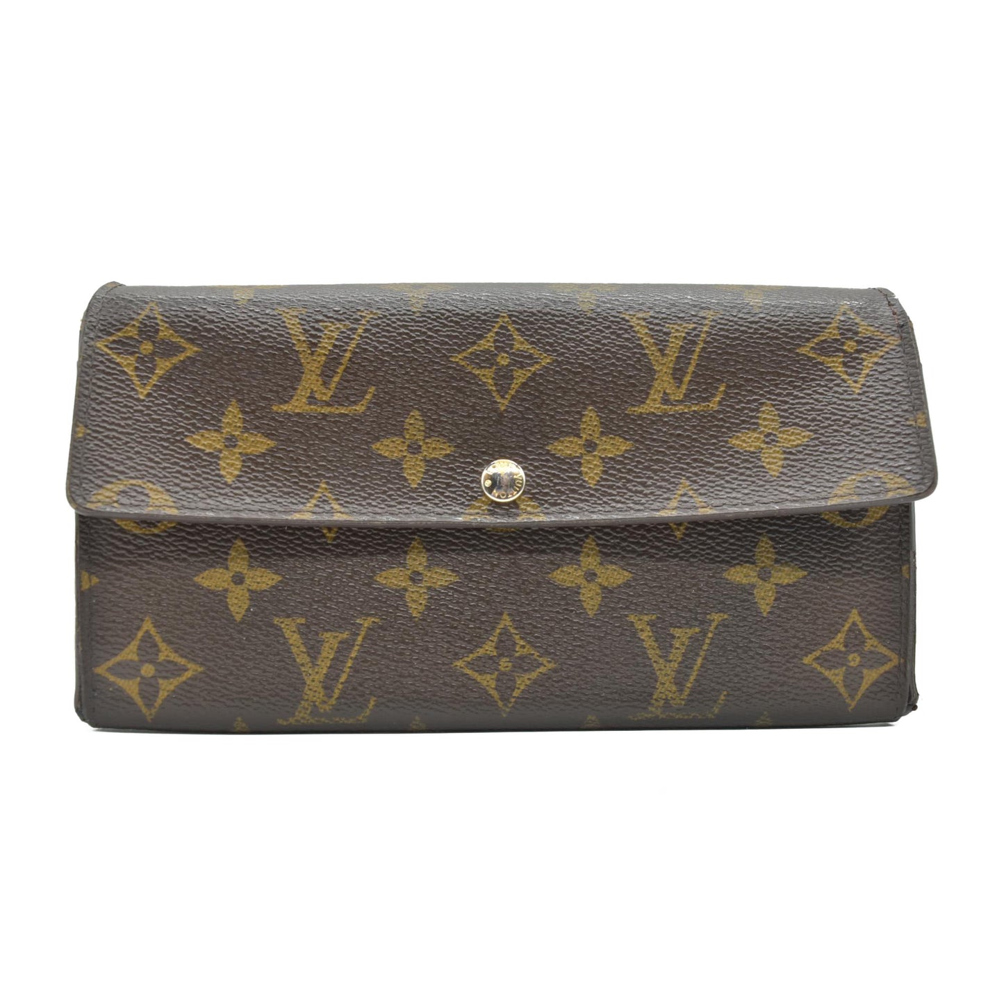 $725 2007 Louis Vuitton Monogram Portefeiulle Sarah Long Bifold Wallet Brown SD2027