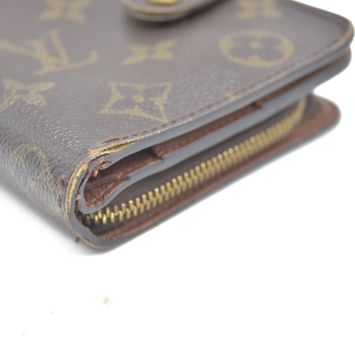 Louis Vuitton Monogram Compact Zip Bifold Wallet Brown MI1023