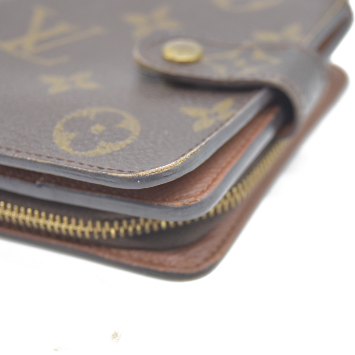 Louis Vuitton Monogram Compact Zip Bifold Wallet Brown MI1023