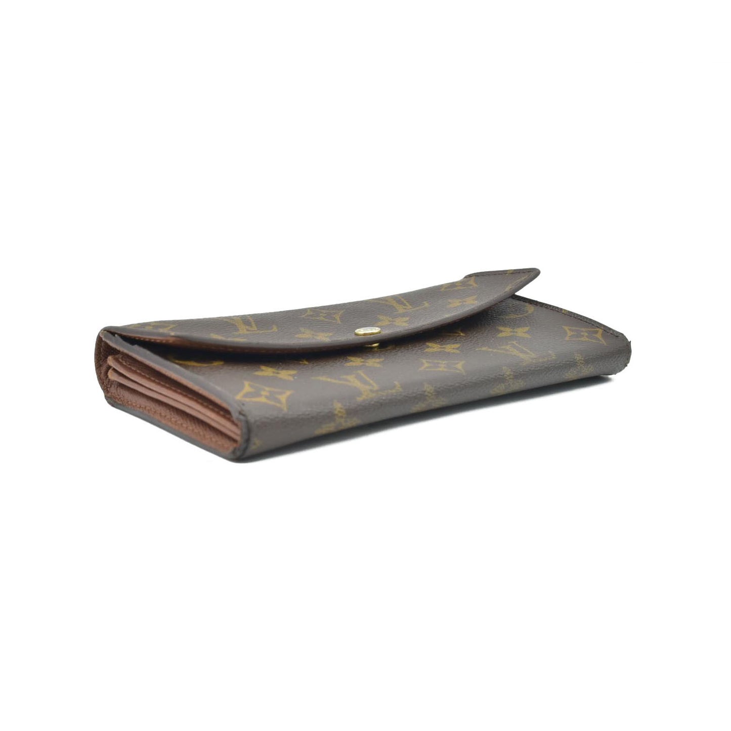 $725 2007 Louis Vuitton Monogram Portefeiulle Sarah Long Bifold Wallet Brown SD2027
