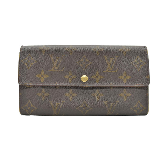 $725 2000 Louis Vuitton Monogram Portefeiulle Sarah Long Bifold Wallet Brown TH1000