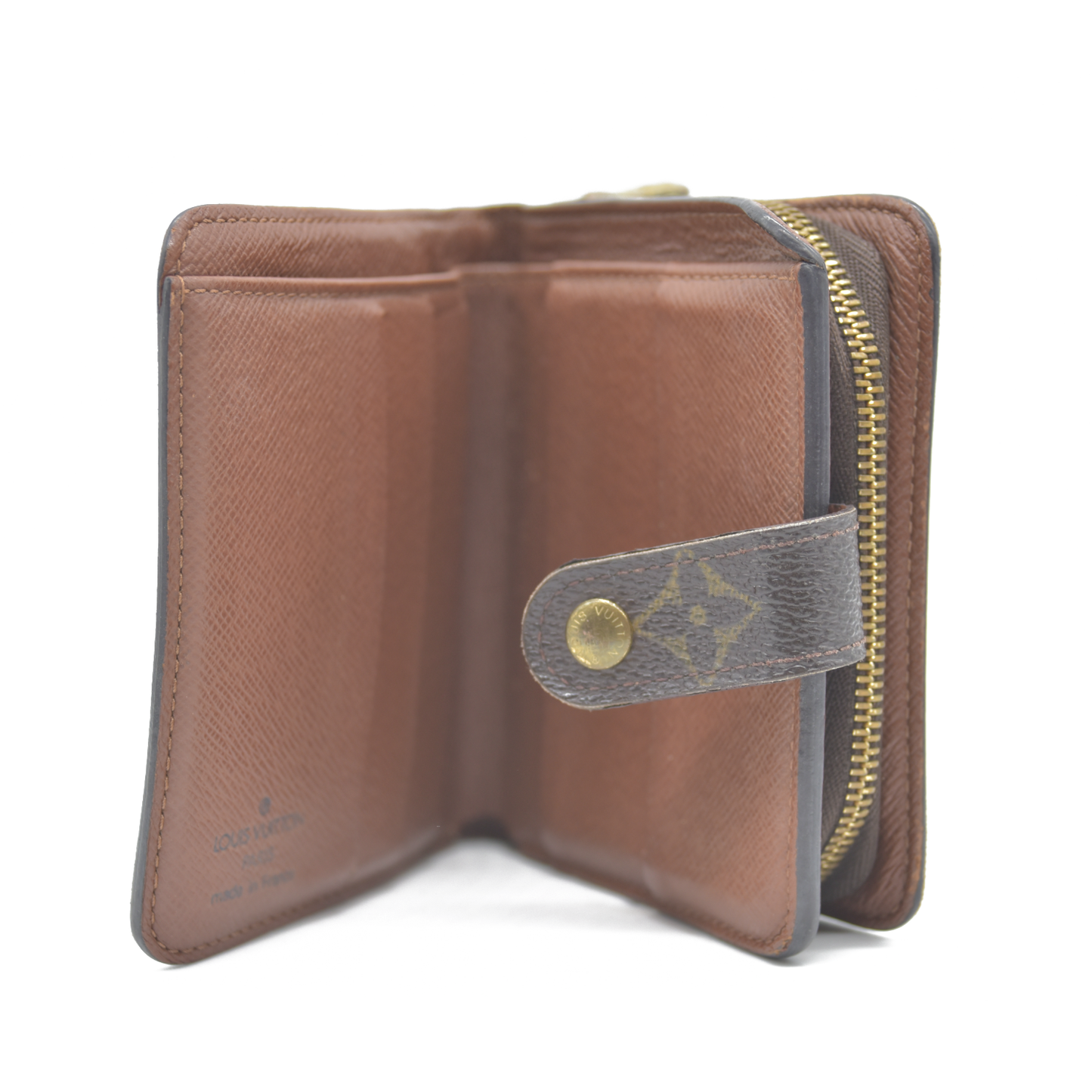 Louis Vuitton Monogram Compact Zip Bifold Wallet Brown MI1023