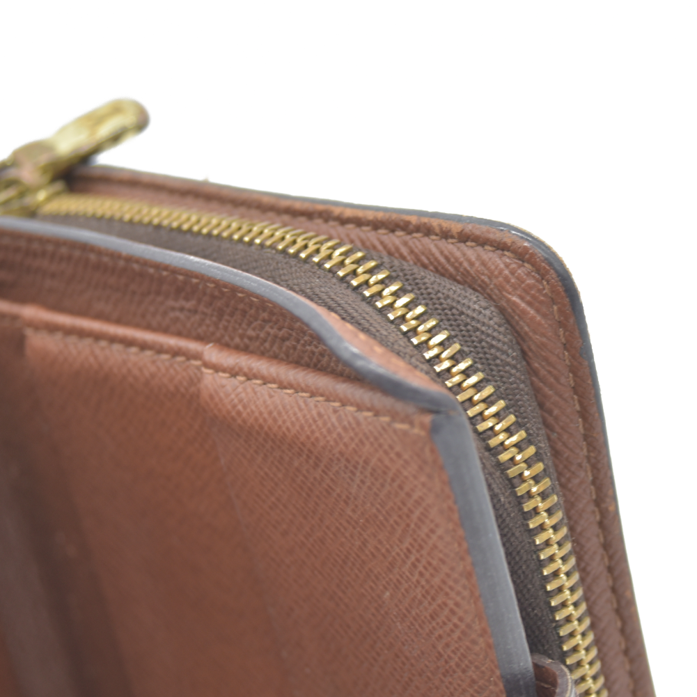 Louis Vuitton Monogram Compact Zip Bifold Wallet Brown MI1023