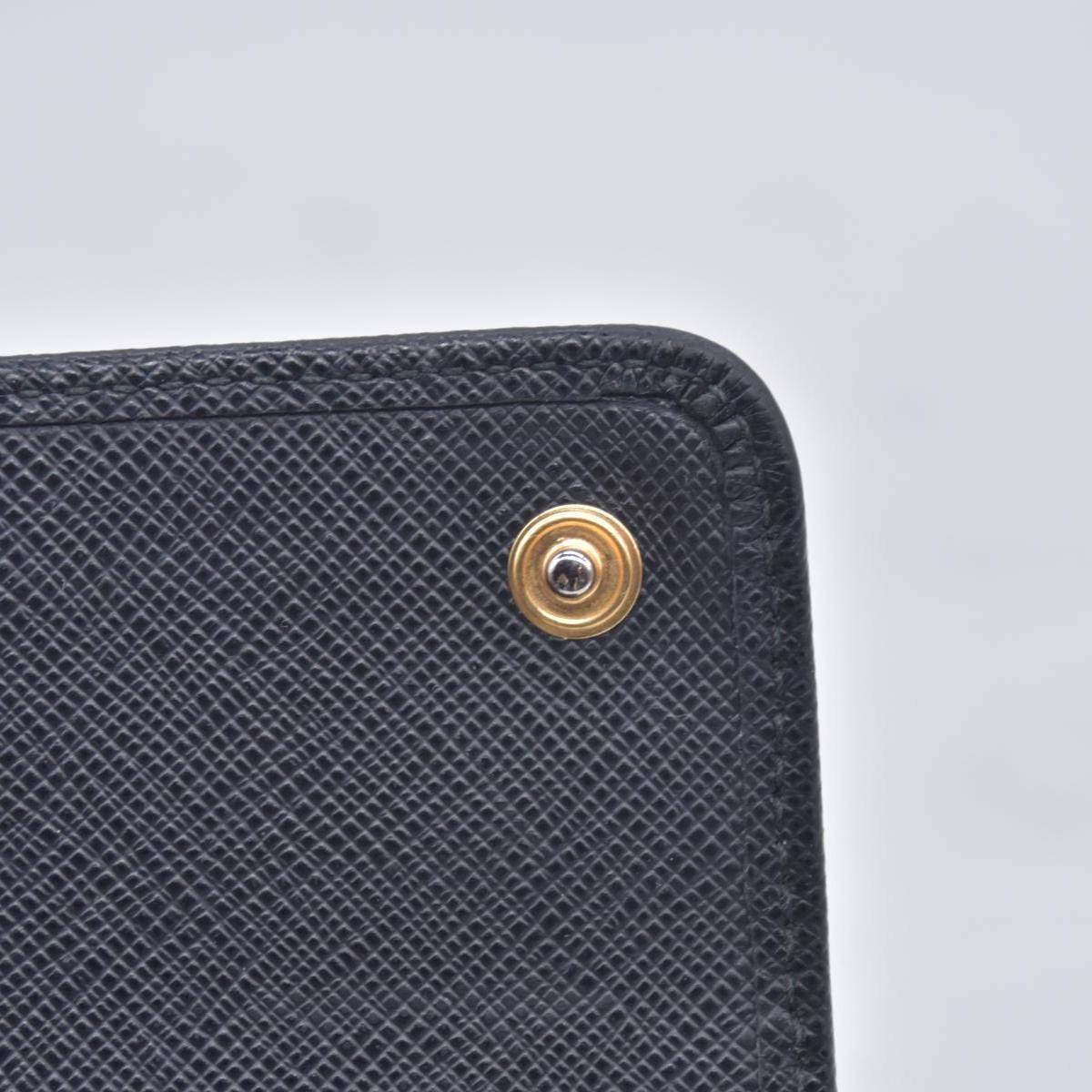 $780 PRADA Saffiano Metal Continental Flap Wallet Nero CONSIGNMENT 10021171