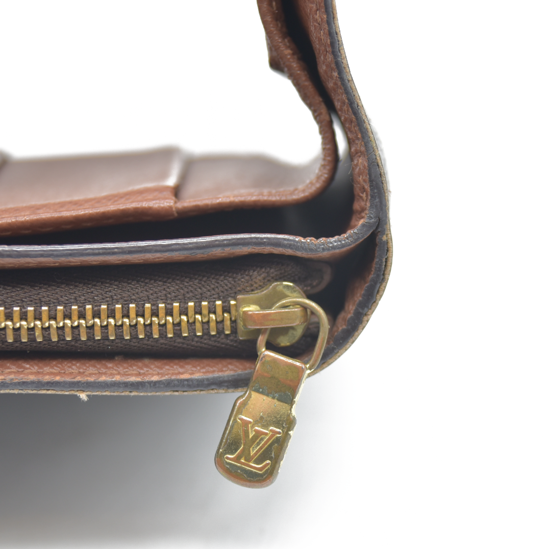 Louis Vuitton Monogram Compact Zip Bifold Wallet Brown MI1023