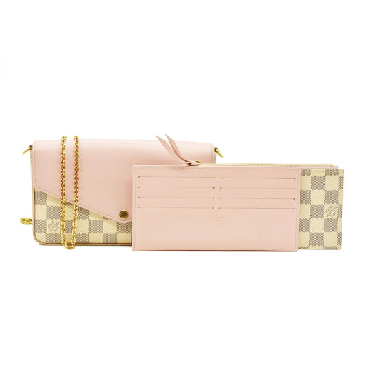Louis Vuitton  Damier Azur Calfskin Pochette Felicie Eau de Rose MI1129