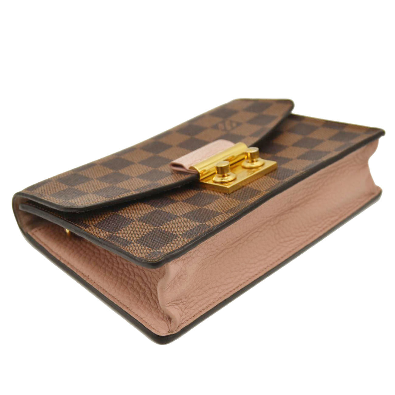 LOUIS VUITTON  Damier Ebene Croisette Chain Wallet Rose Ballerine MI2260