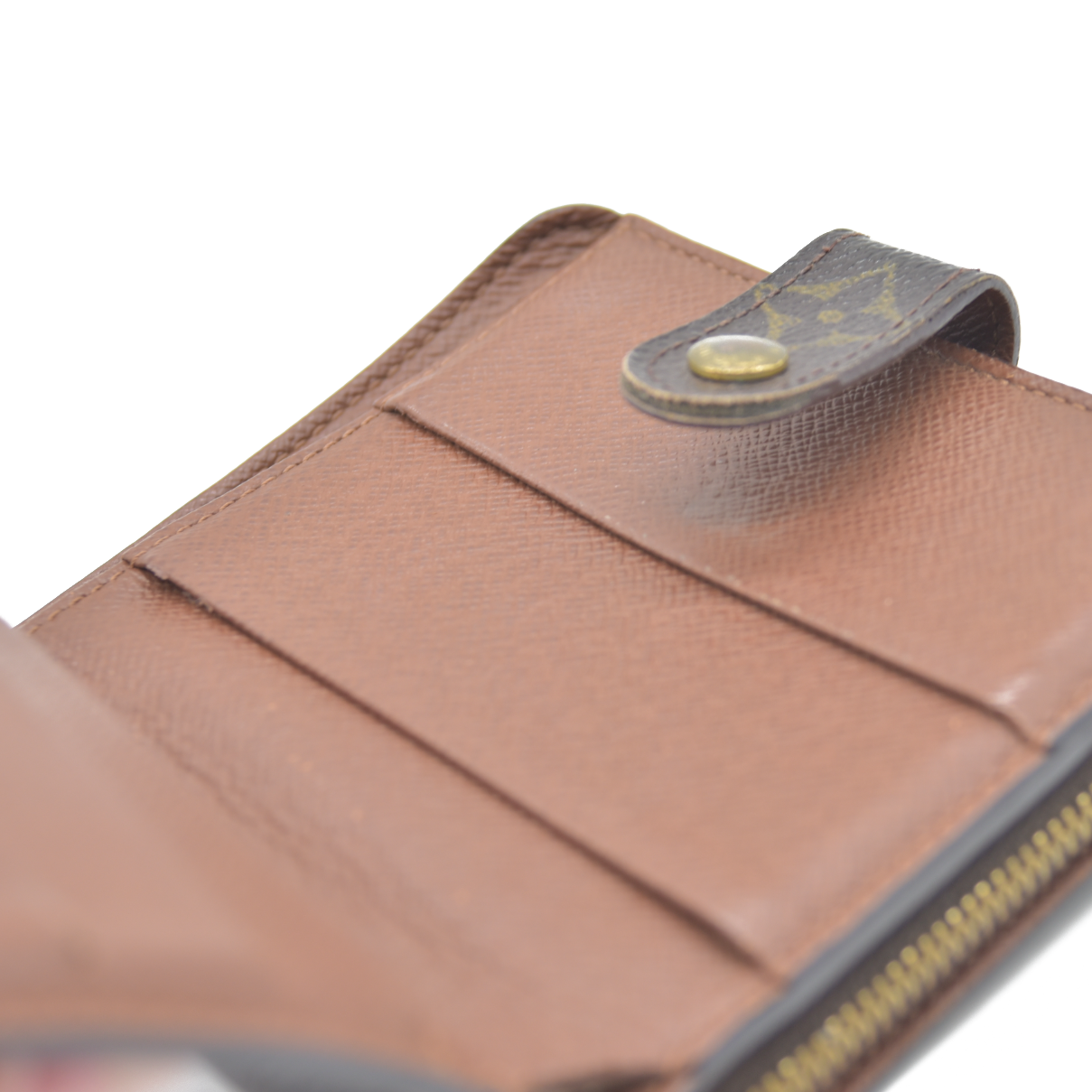 Louis Vuitton Monogram Compact Zip Bifold Wallet Brown MI1023