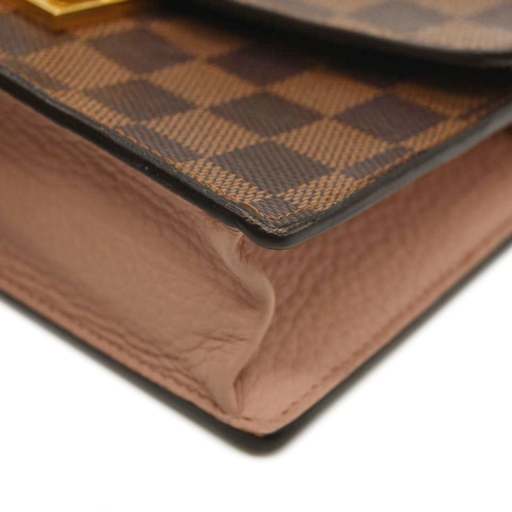 LOUIS VUITTON  Damier Ebene Croisette Chain Wallet Rose Ballerine MI2260