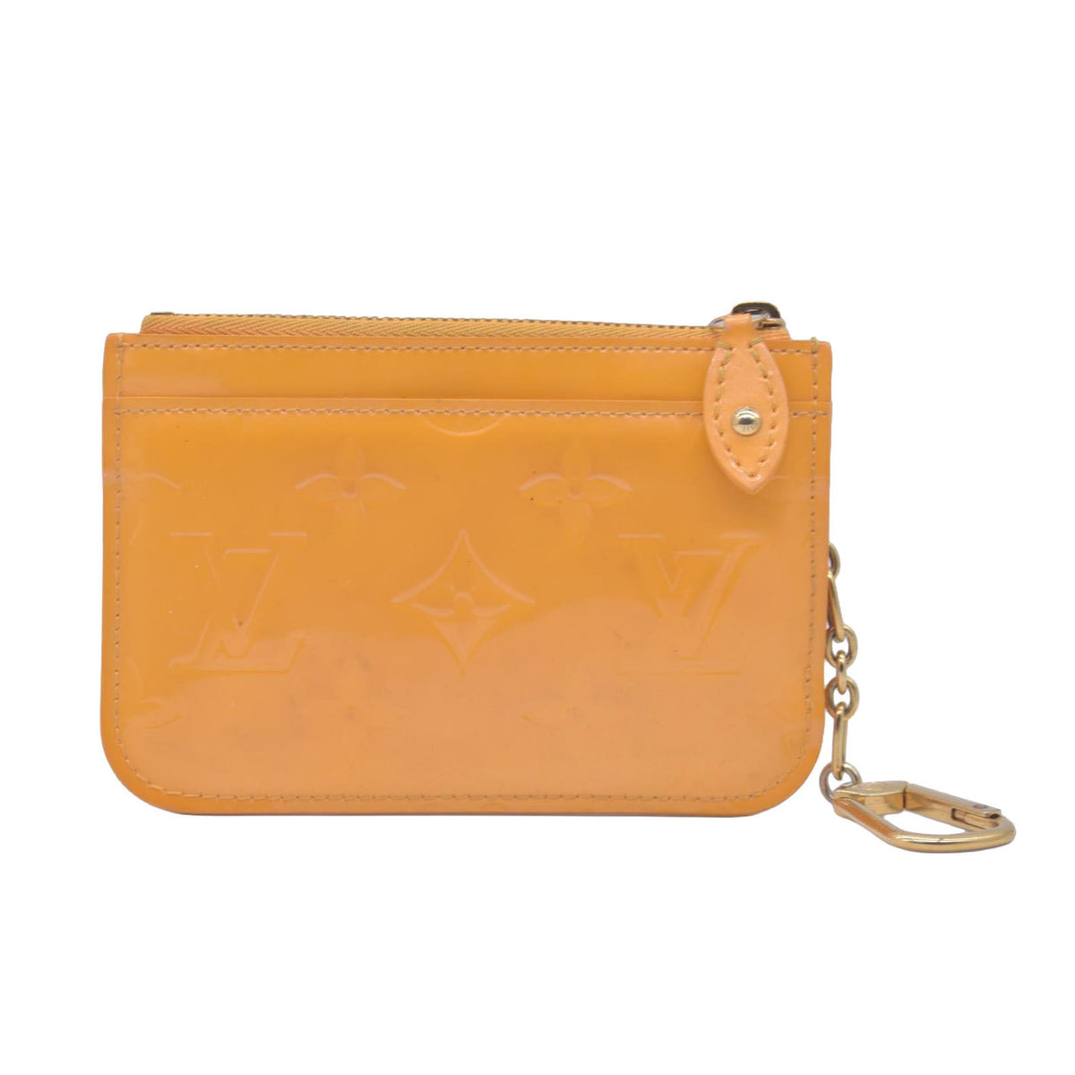 $550 2012 LOUIS VUITTON Monogram Vernis Key Pouch Jaune Passion CA1102 CONSIGNMENT 10021176