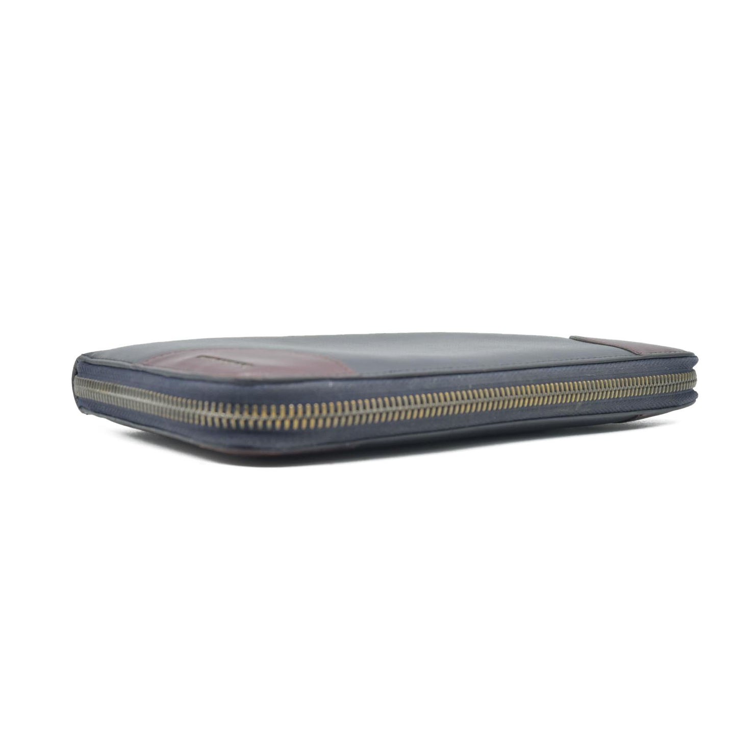 BURBERRY Logo Leather Organizer Zip Around Long Wallet Navy blue