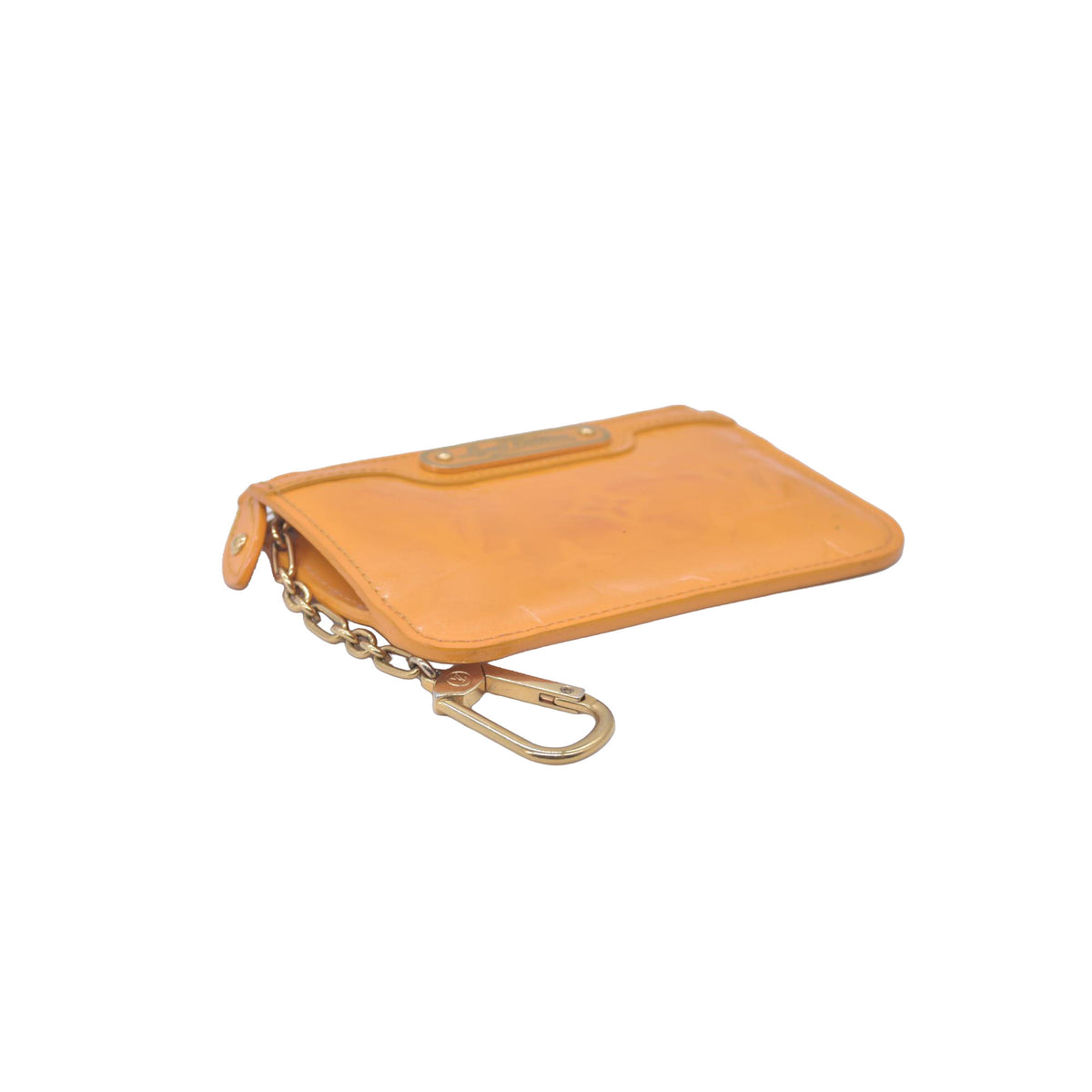 $550 2012 LOUIS VUITTON Monogram Vernis Key Pouch Jaune Passion CA1102 CONSIGNMENT 10021176