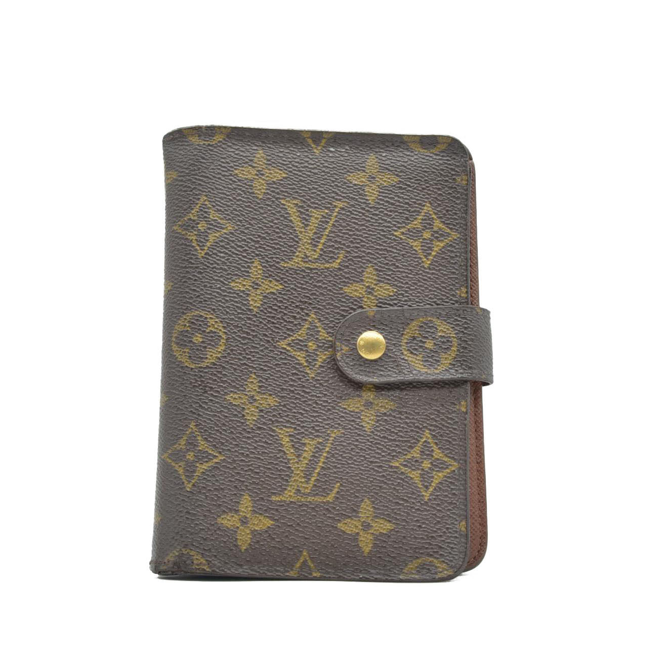 $750 Louis Vuitton Monogram Porte Papier Zippe Bifold Wallet Brown SP1012