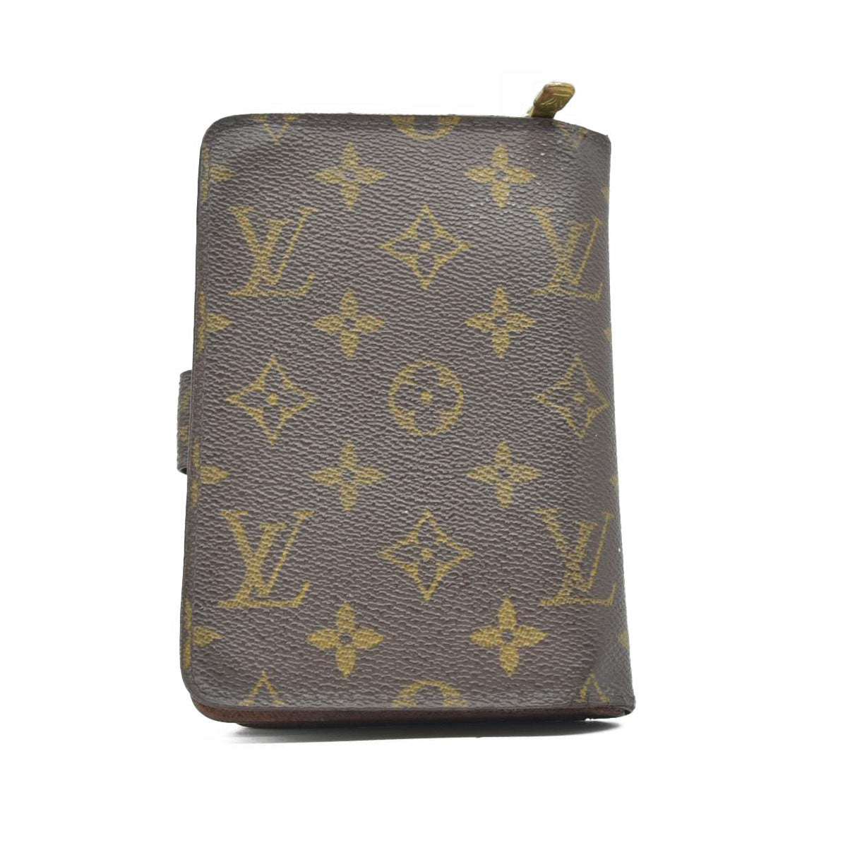 $750 Louis Vuitton Monogram Porte Papier Zippe Bifold Wallet Brown SP1012