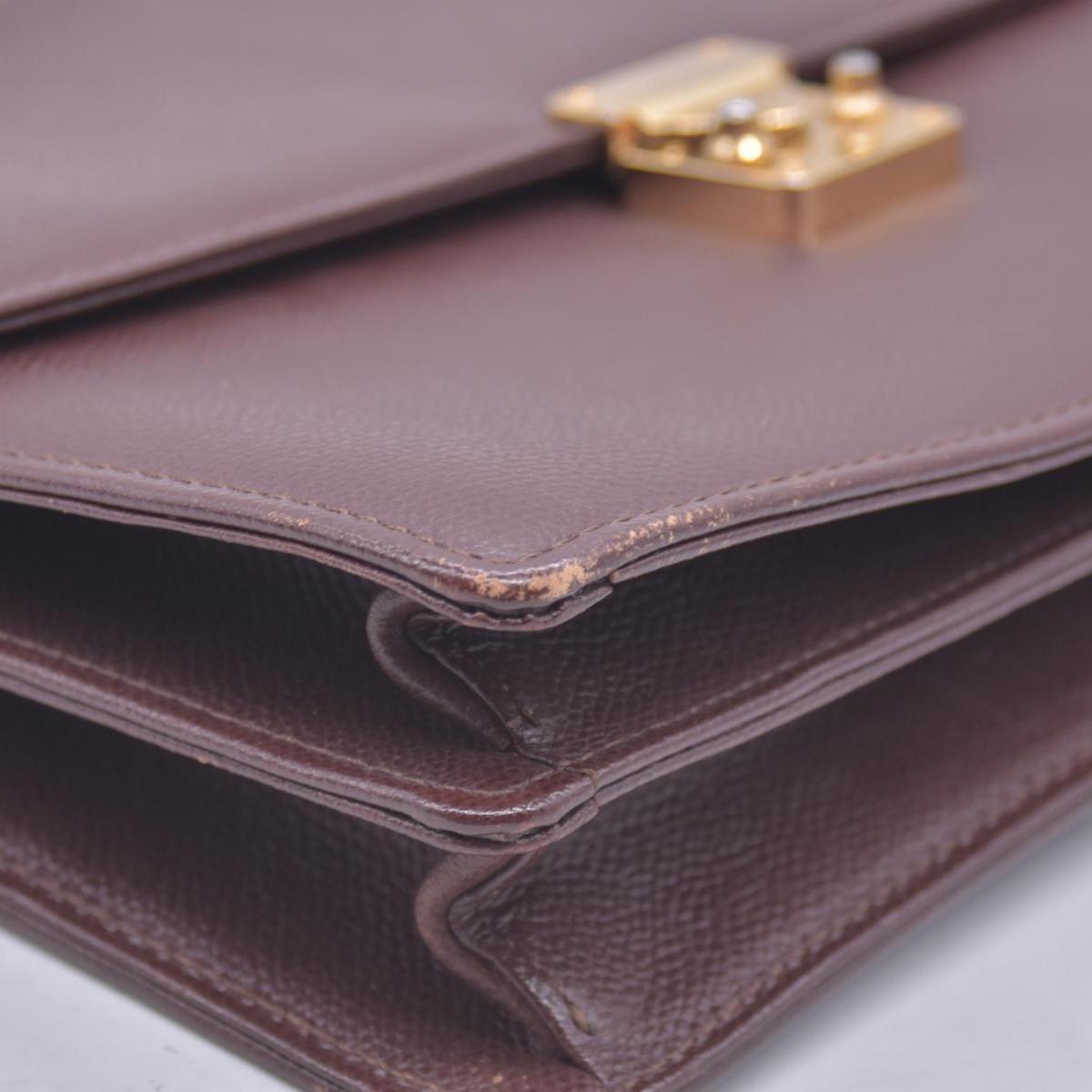 $850 SAINT LAURENT Textured Leather Push Lock Clutch Document Case Burgundy CONSIGNMENT 10021193