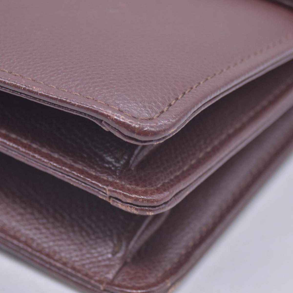 $850 SAINT LAURENT Textured Leather Push Lock Clutch Document Case Burgundy CONSIGNMENT 10021193