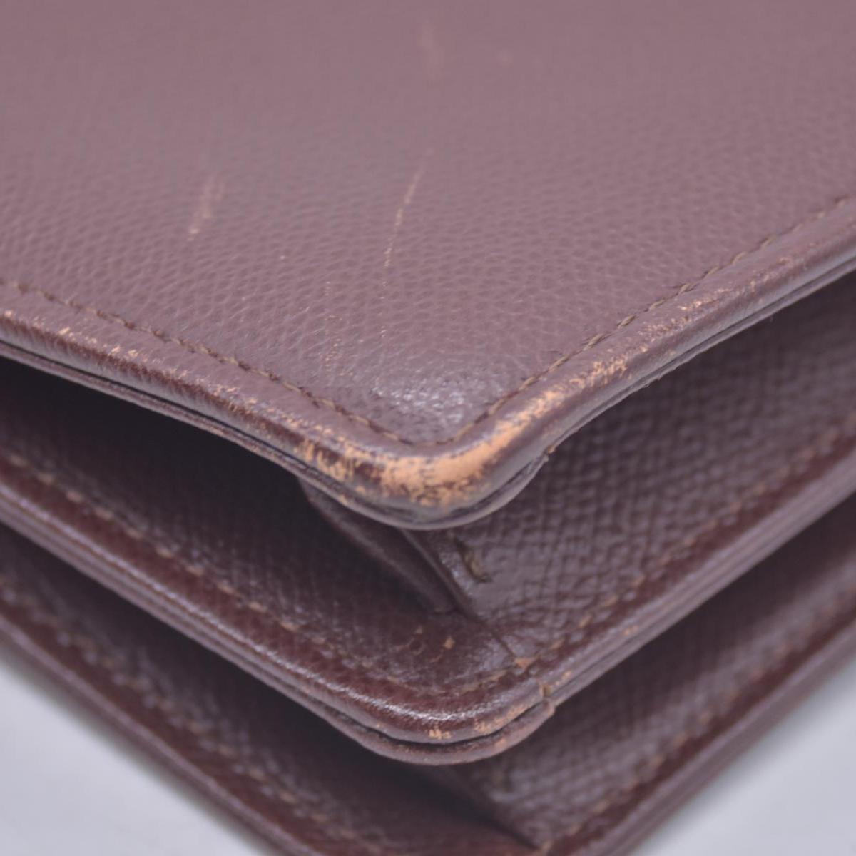 $850 SAINT LAURENT Textured Leather Push Lock Clutch Document Case Burgundy CONSIGNMENT 10021193