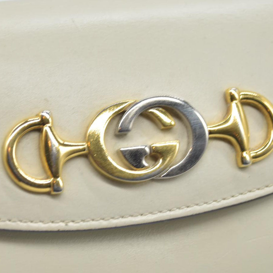 $1980 Gucci Cream Zumi Top Handle Chain Flap Interlocking G Horsebit