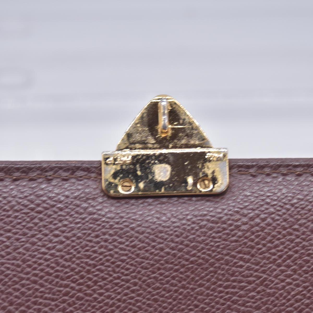 $850 SAINT LAURENT Textured Leather Push Lock Clutch Document Case Burgundy CONSIGNMENT 10021193