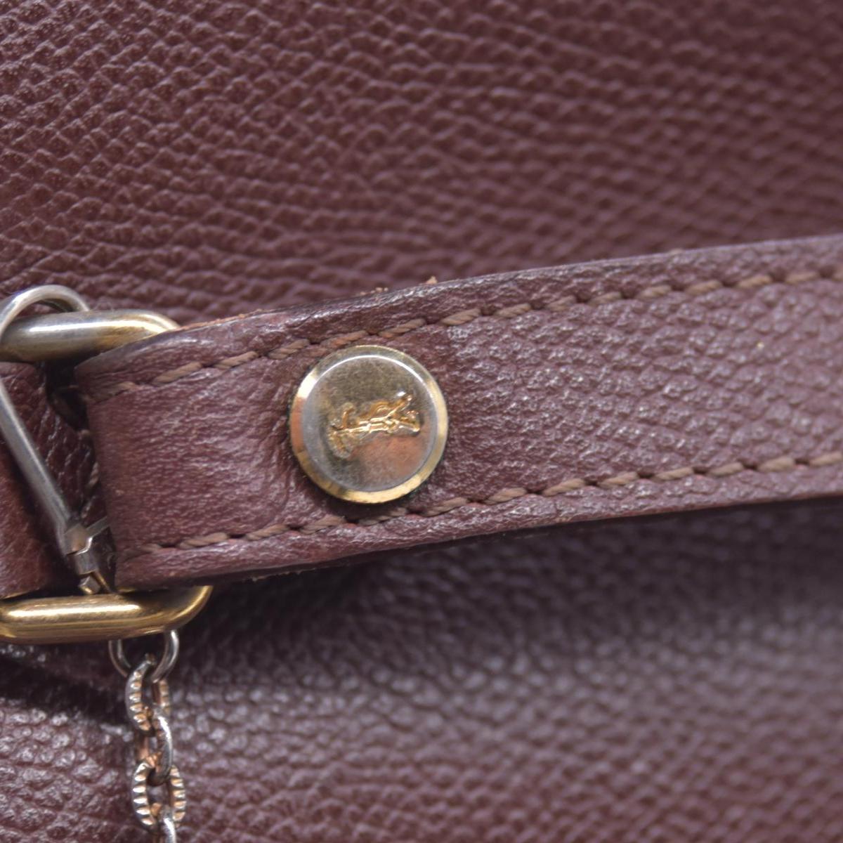 $850 SAINT LAURENT Textured Leather Push Lock Clutch Document Case Burgundy CONSIGNMENT 10021193