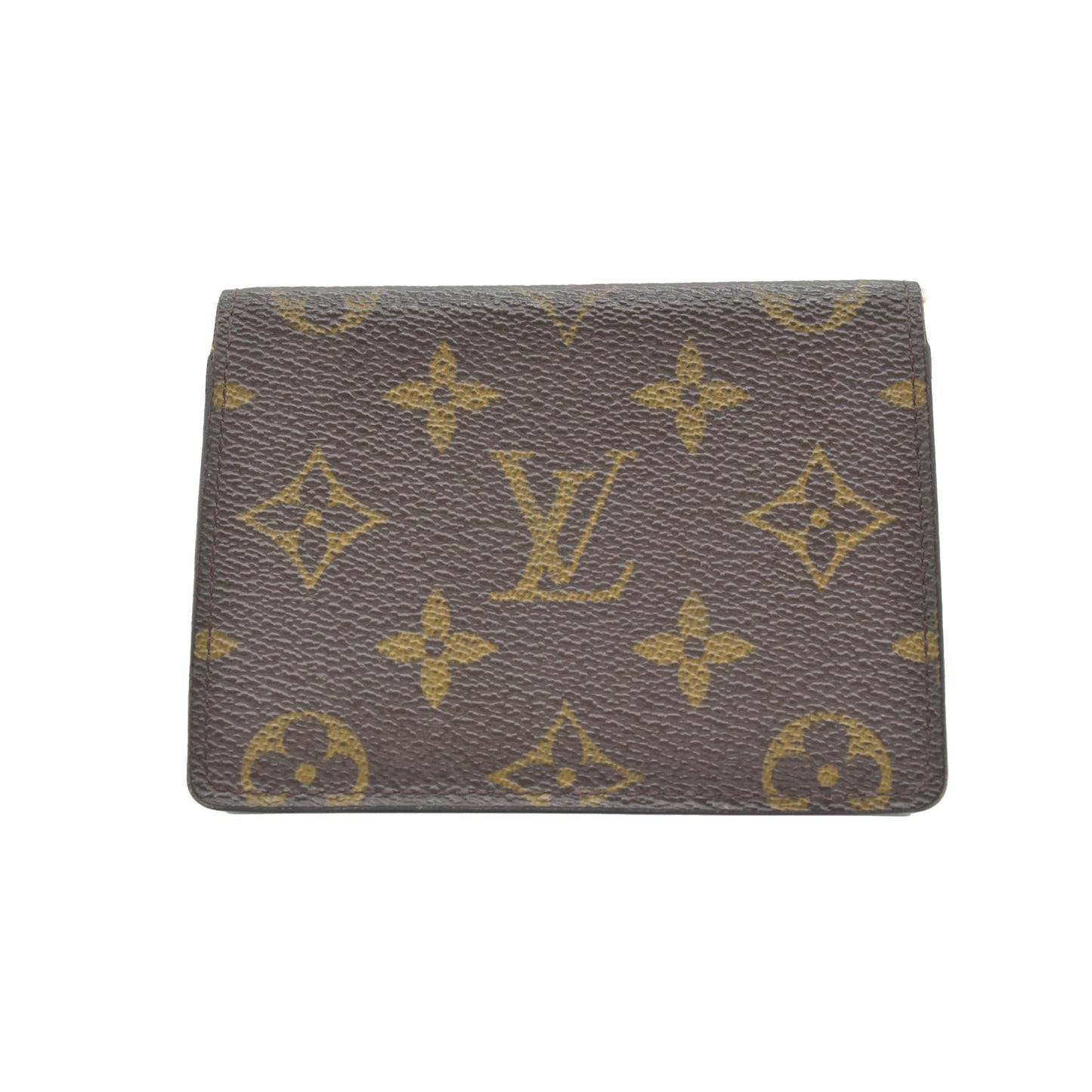$535 2003 Louis Vuitton Monogram Porte 2 Cartes Vertical Pass Card Case Brown CA0053