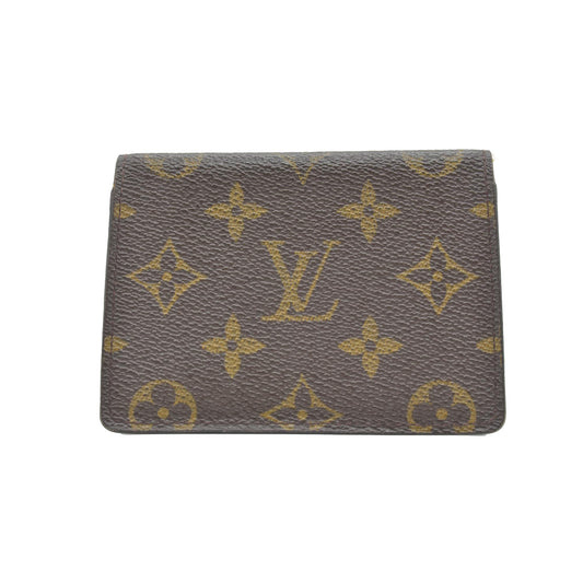$535 2003 Louis Vuitton Monogram Porte 2 Cartes Vertical Pass Card Case Brown CA0053