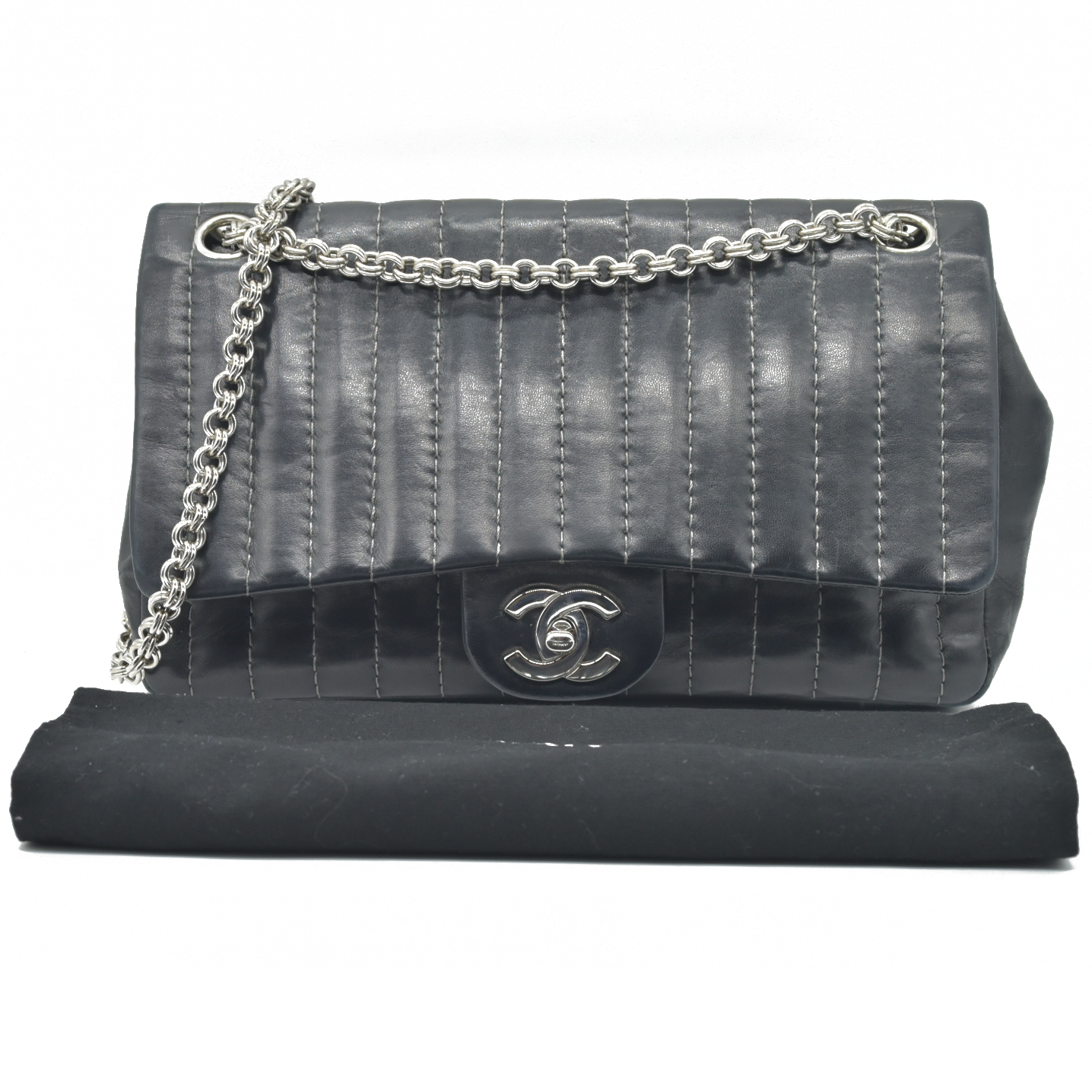 $4700 Chanel Mademoiselle Vertical Quilted Medium Single Flap 2006
