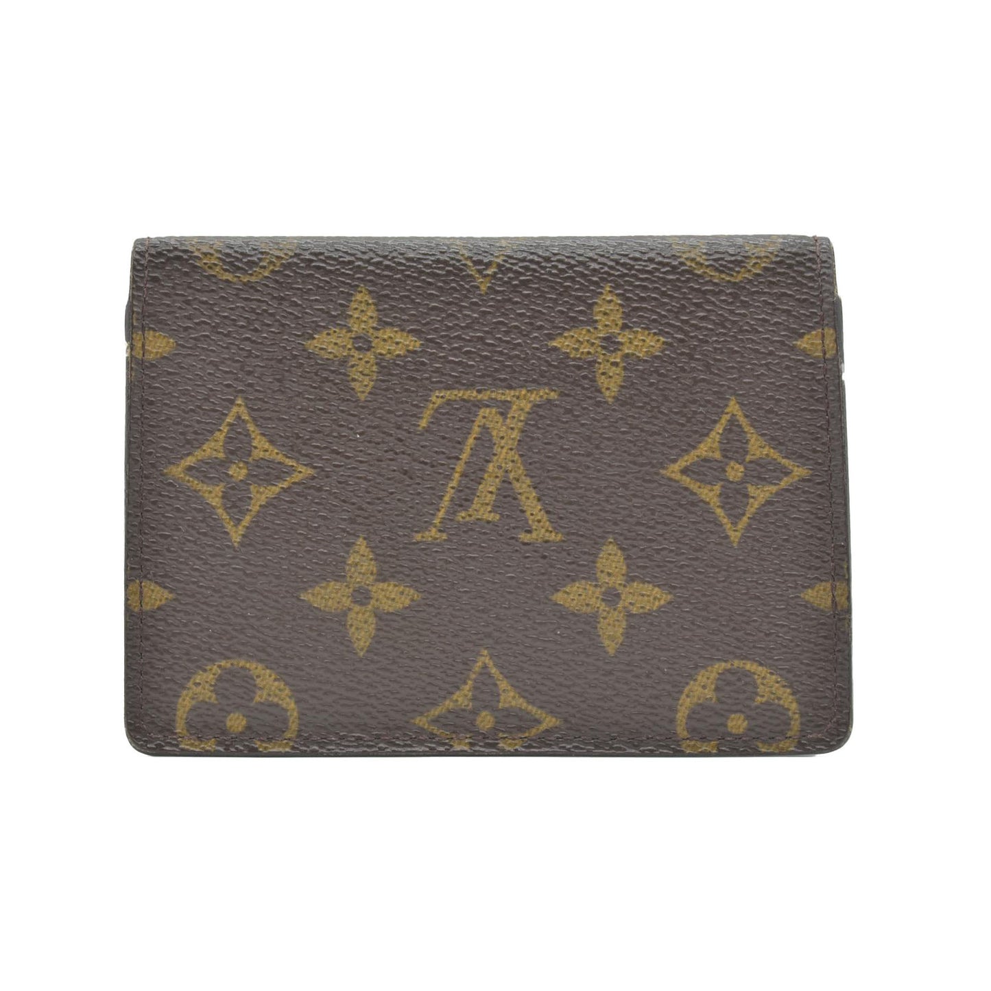 $535 2003 Louis Vuitton Monogram Porte 2 Cartes Vertical Pass Card Case Brown CA0053