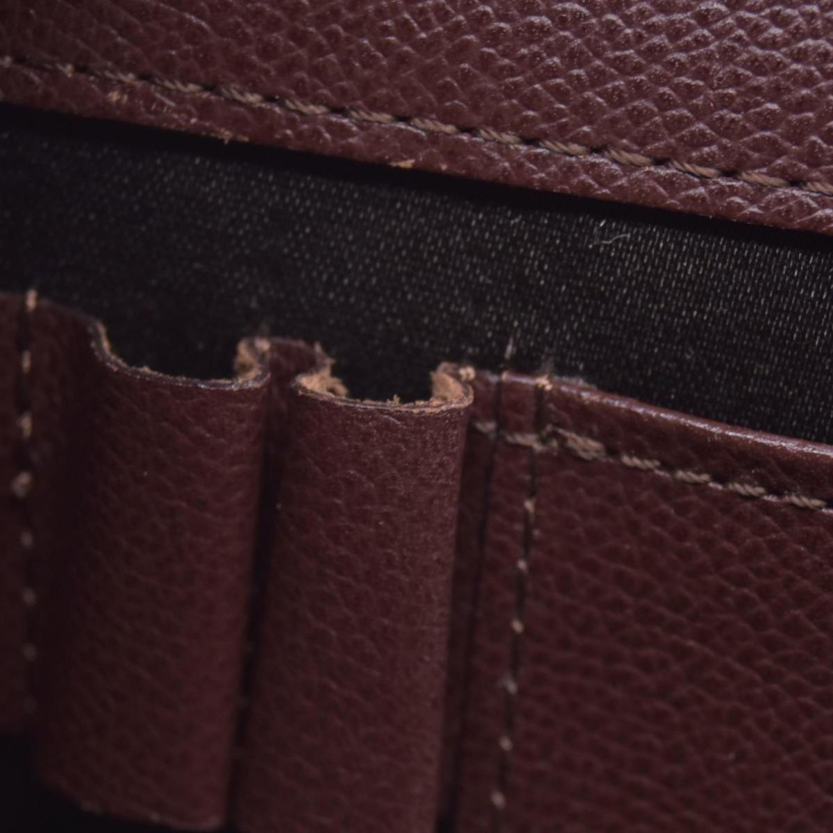 $850 SAINT LAURENT Textured Leather Push Lock Clutch Document Case Burgundy CONSIGNMENT 10021193