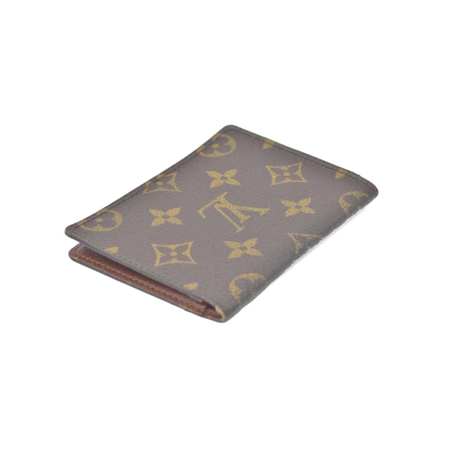 $535 2003 Louis Vuitton Monogram Porte 2 Cartes Vertical Pass Card Case Brown CA0053