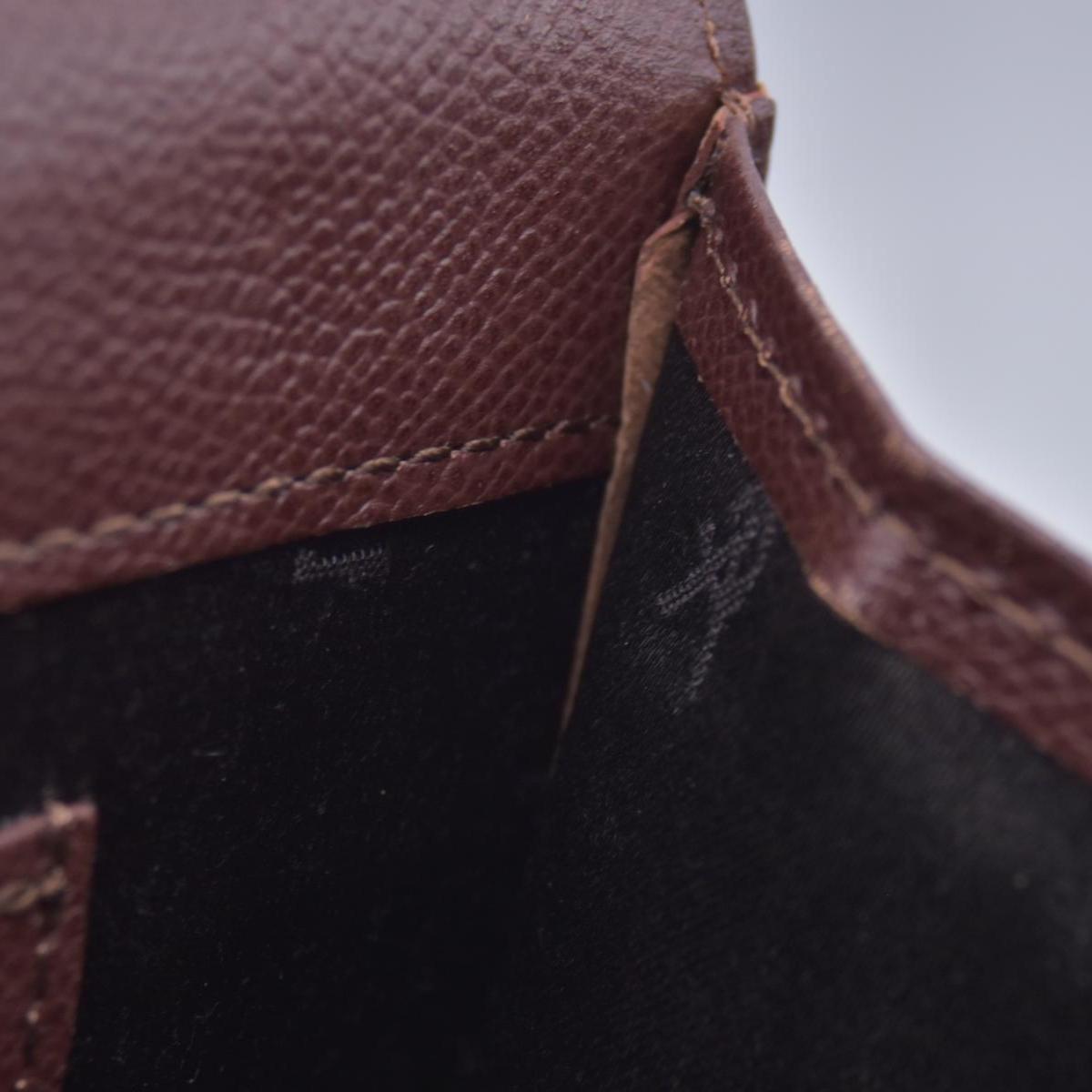 $850 SAINT LAURENT Textured Leather Push Lock Clutch Document Case Burgundy CONSIGNMENT 10021193