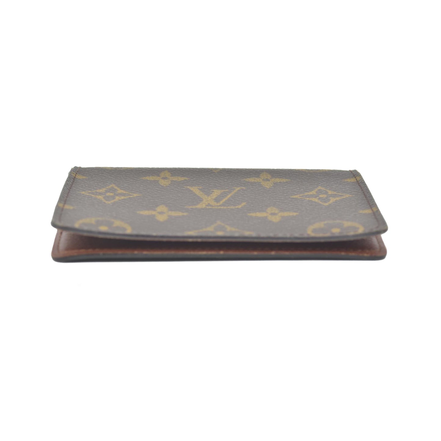 $535 2003 Louis Vuitton Monogram Porte 2 Cartes Vertical Pass Card Case Brown CA0053