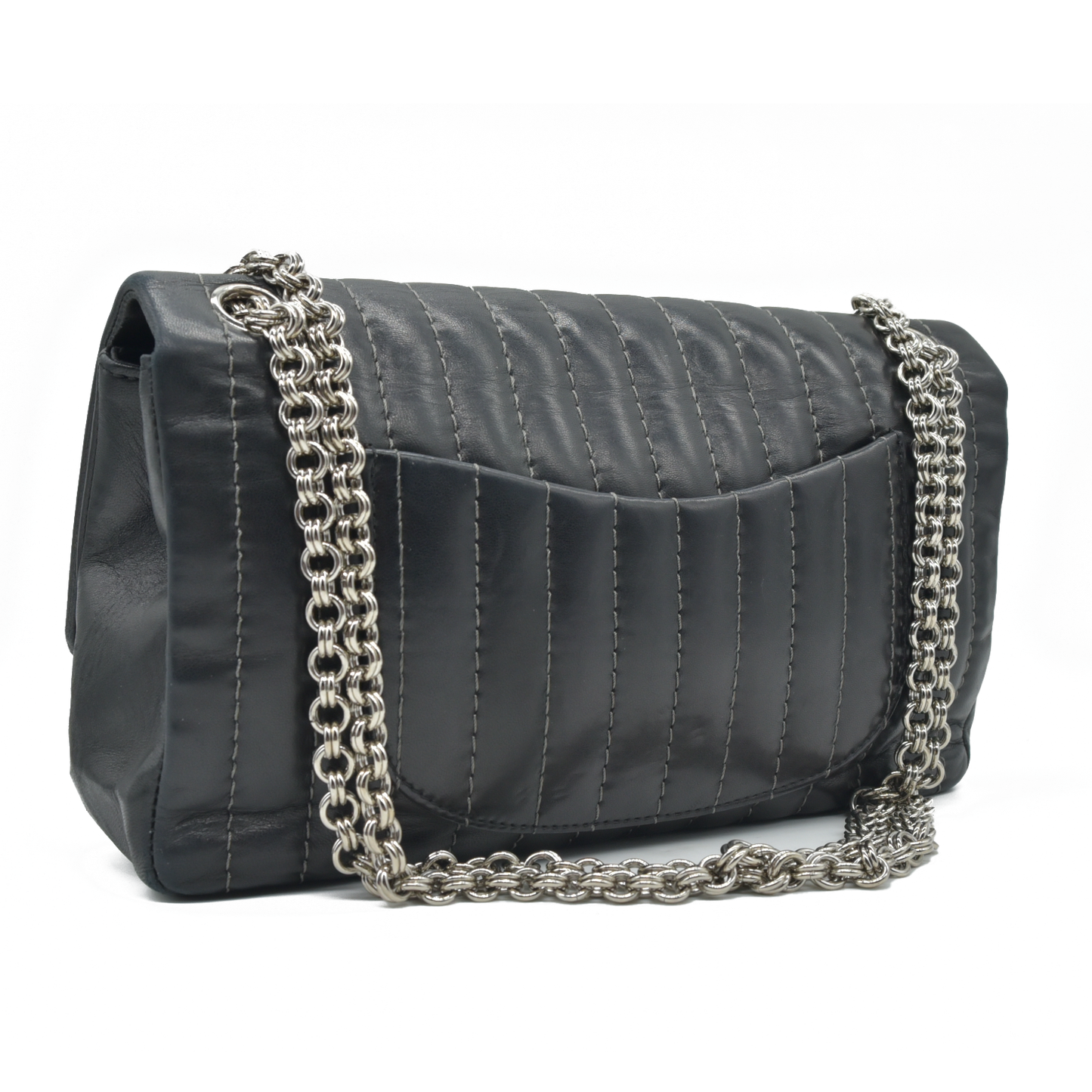 $4700 Chanel Mademoiselle Vertical Quilted Medium Single Flap 2006