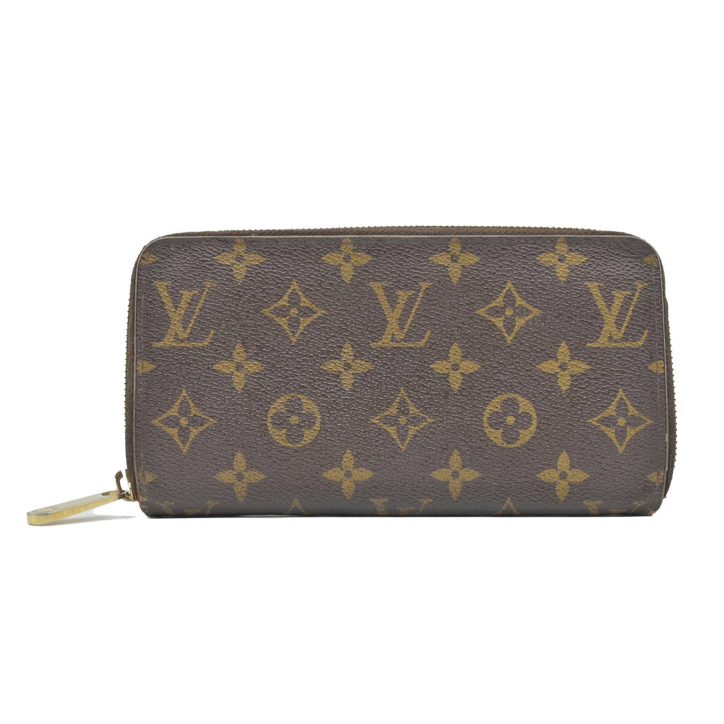 $915 2010 Louis Vuitton Monogram Zippy Zip Around Long Wallet Purse Brown CA0190