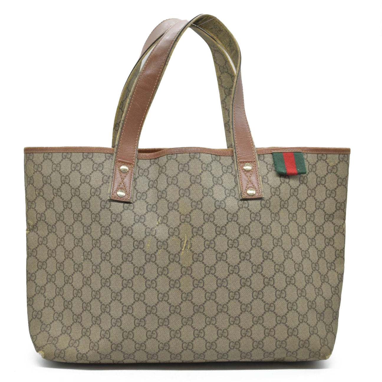 Gucci GG Plus Monogram Medium Signature Web Loop Tote Brown