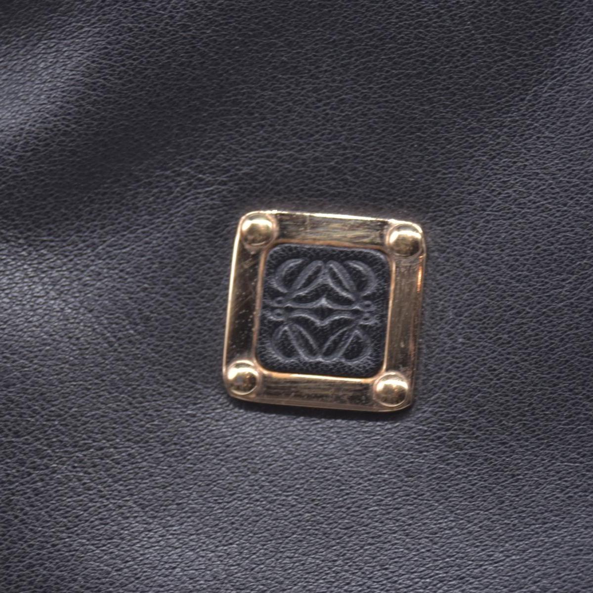 $650 LOEWE Smooth Calfskin Anagram Square Plaque Cosmetic Case Black CONSIGNMENT 10021216