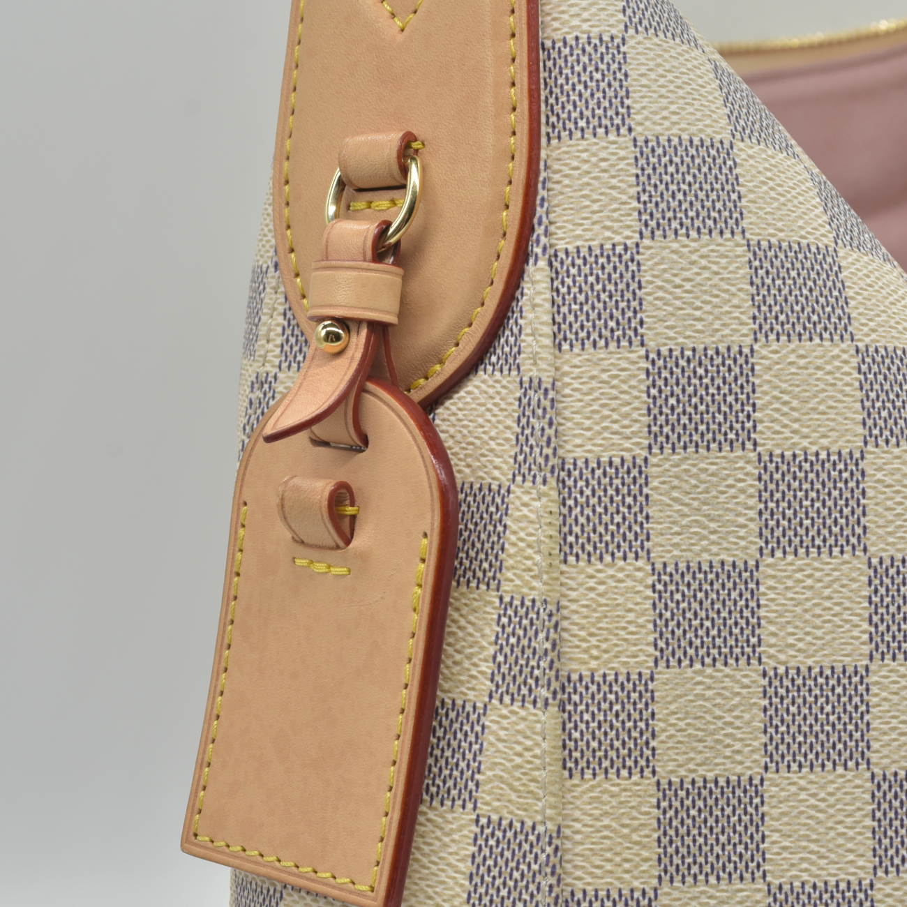$2740 Louis Vuitton Damier Azur Slouchy MM Rose Ballerine