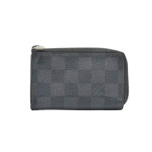 $345 Louis Vuitton Damier Graphite Car Key Case Black SN1177