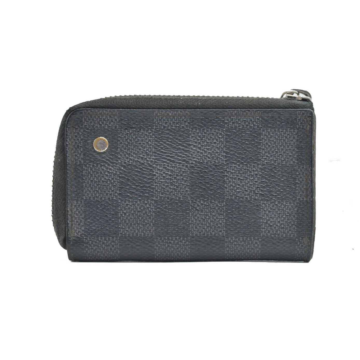 $345 Louis Vuitton Damier Graphite Car Key Case Black SN1177