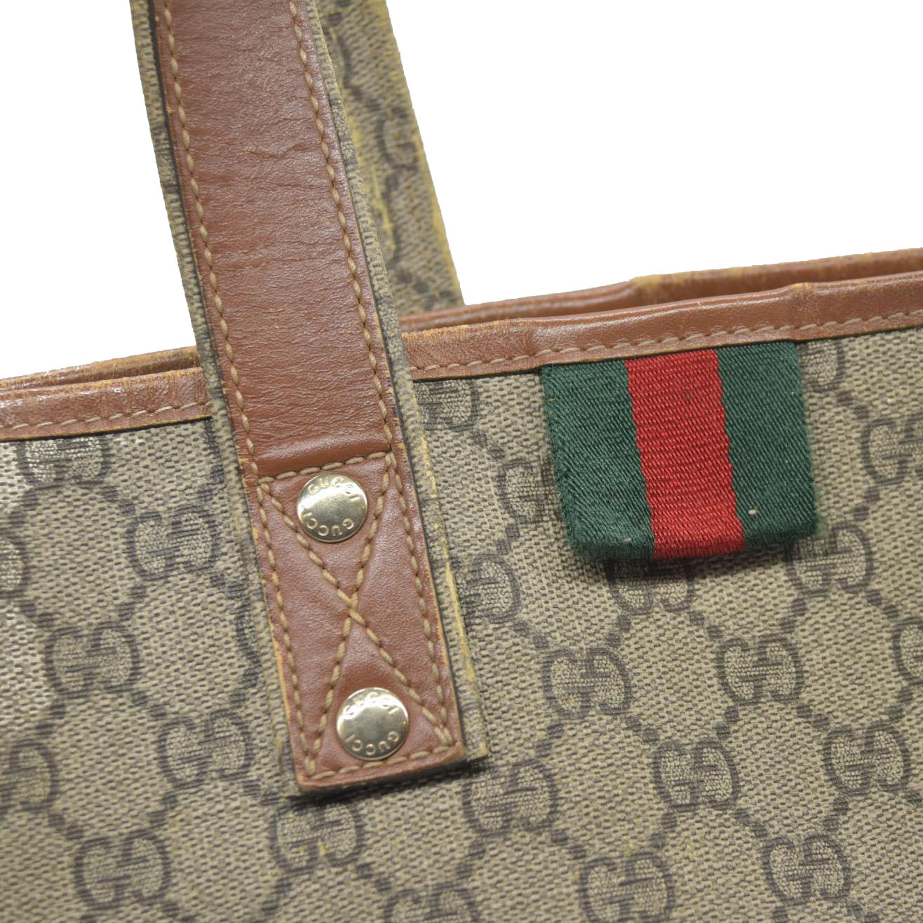 Gucci GG Plus Monogram Medium Signature Web Loop Tote Brown