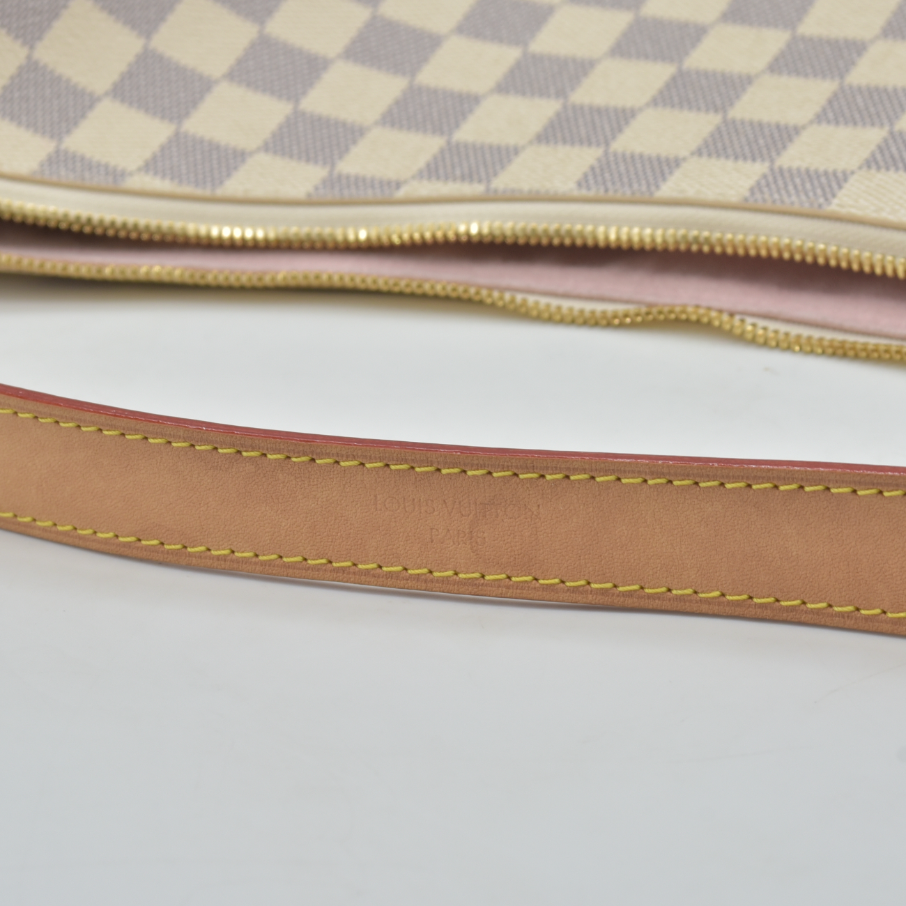 $2740 Louis Vuitton Damier Azur Slouchy MM Rose Ballerine