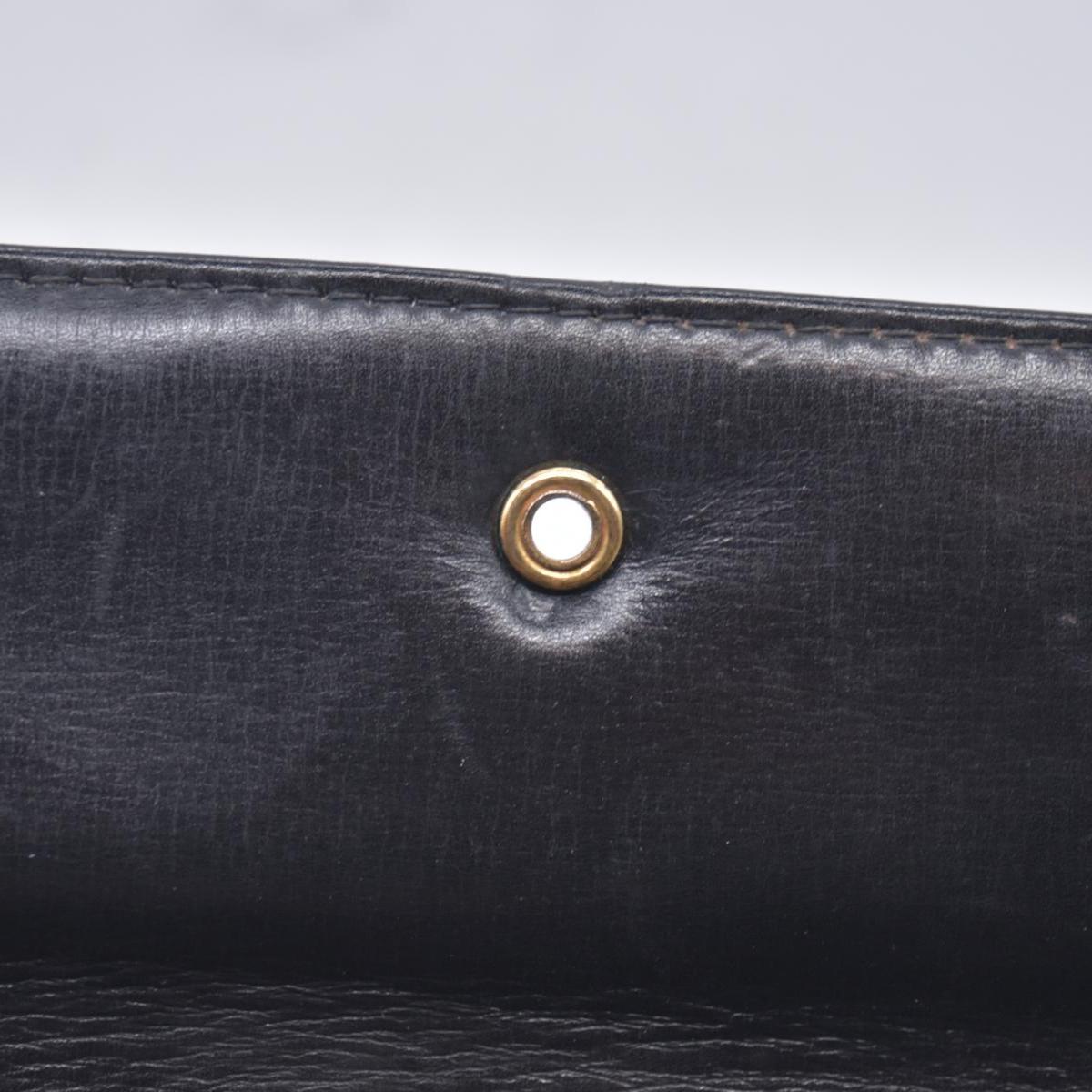 $1450 GUCCI Calfskin Vintage Interlocking GG Chain Flap Clutch Bag Black CONSIGNMENT 10021223
