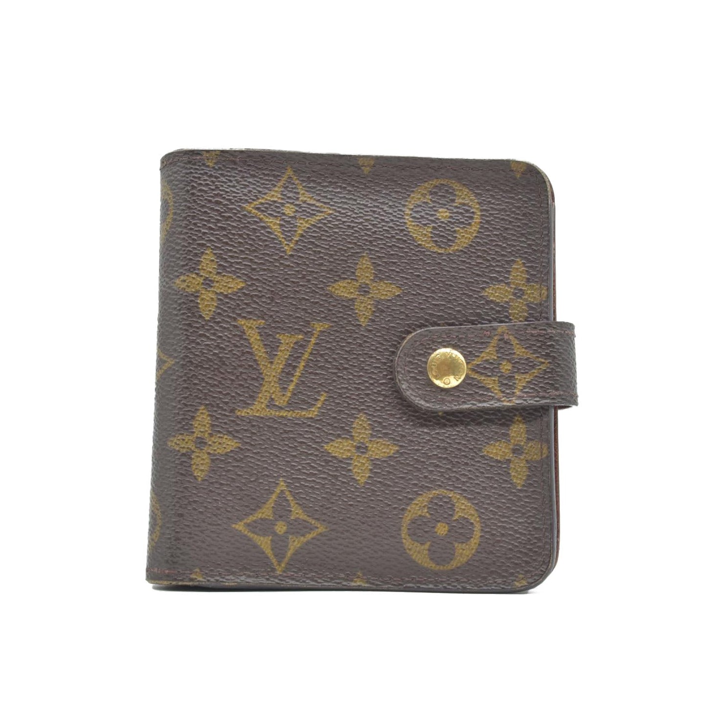 $625 2000 Louis Vuitton Monogram Compact Zip Bifold Wallet Brown MI0060