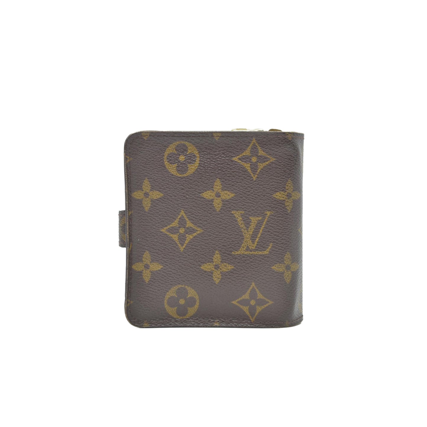 $625 2000 Louis Vuitton Monogram Compact Zip Bifold Wallet Brown MI0060