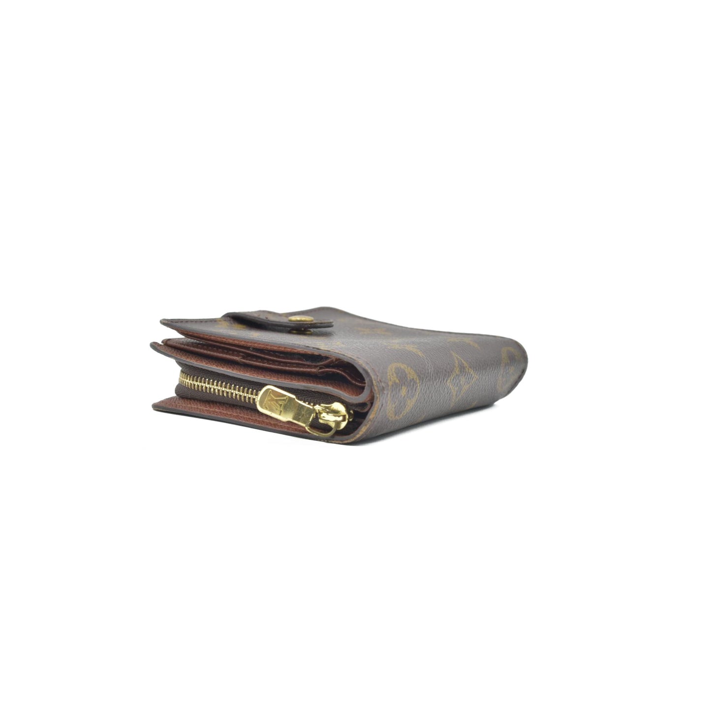 $625 2000 Louis Vuitton Monogram Compact Zip Bifold Wallet Brown MI0060