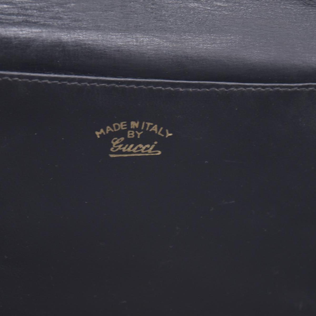 $1450 GUCCI Calfskin Vintage Interlocking GG Chain Flap Clutch Bag Black CONSIGNMENT 10021223