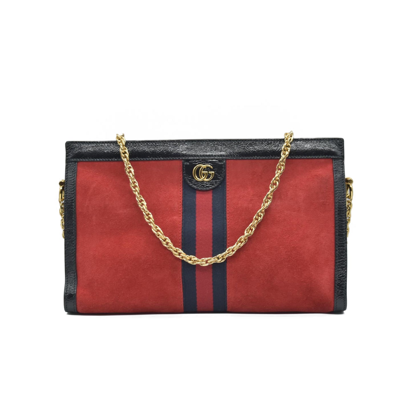 $2050 Gucci Double G Ophidia Small Suede Red