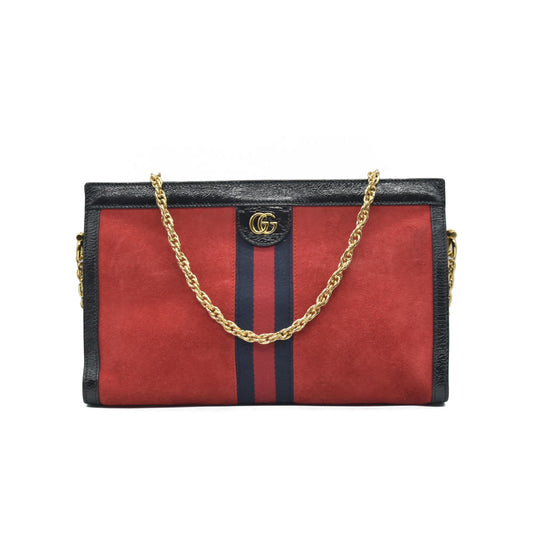 $2050 Gucci Double G Ophidia Small Suede Red